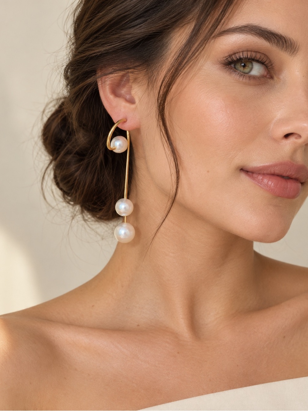 Gold Pearl Drop Earrings - Elegant Women Jewelry